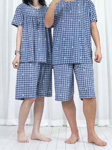 캣체크 커플 냉감 홈웨어 반팔 빅사이즈 여름 잠옷세트