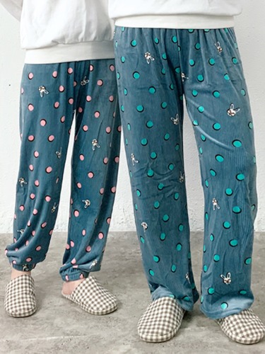 포근한 커플 수면바지 밸리밍크 토끼땡 캐릭터 잠옷